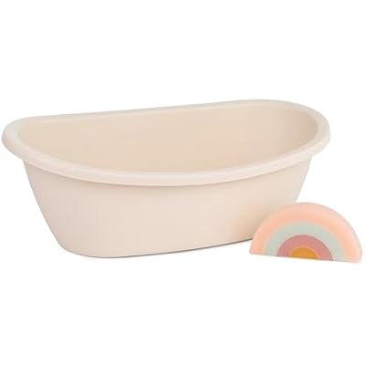 Miniland Cute Baby Doll Accessories for Imaginative Play, Perfect for Dolls & Accessories, Reborn Baby Doll Accessories, Made in Spain | Bathtub & Rainbow Sponge Set