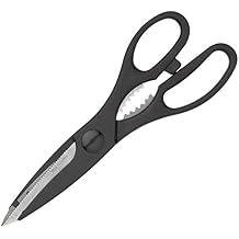 KitchenCraft KCSCISSORMP Kitchen Scissors/Bottle Opener, Stainless Steel, 21 cm, Black