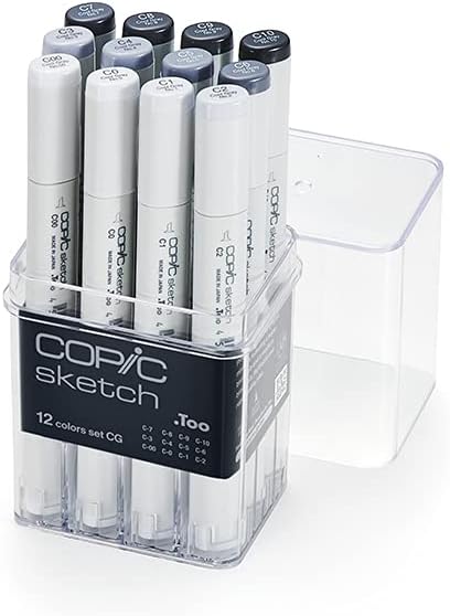 Copic Sketch Alcohol Markers, 12pc set, Cool Gray (New Ver.)