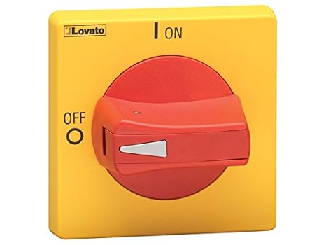 Lovato Electric GAX63 Door Coupling Handle, Padlockable. Red/Yellow, Rotating, for GaA, Ga063 Sa, Ga016 C - Ga040 C and GAD. Ring Fixing. Protruding Selector