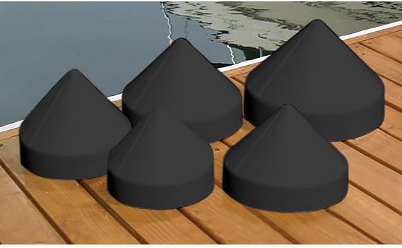 Dockmate Conehead Piling Cap, Seagull Deterrent, 8 in, Black | UV-resistant polypropylene, protects pilings from internal rot, places over round pilings for instant coverage