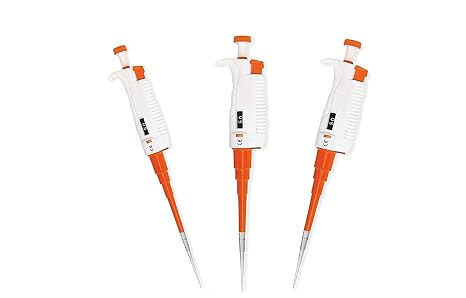 Set of 3 Micropipette Adjustable Volume 5-50 ul,10-100 ul,100-1000 ul Total 3 No. Combo Pack