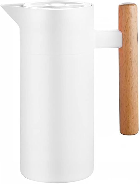 40 Oz Stainless Steel Thermal Coffee Carafe/Double Walled Vacuum Flask / 12 Hour Heat Retention / 1200ml Tea, Water, and Coffee Dispenser (white)