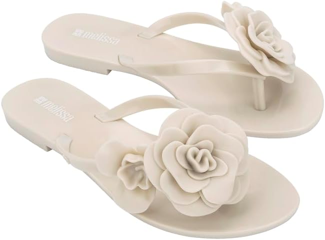 Melissa Harmonic Petals Jelly Flip Flops with Floral Applique for Women