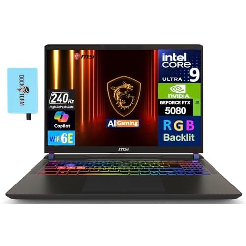 msi Vector 16 HX AI Gaming Laptop 16.0 240Hz WQXGA Display Intel Ultra 9-275HX, GeForce RTX 5080 16GB, 32GB DDR5, 8TB PCIe SSD, RGB KB, 2 Thunderbolt 5, Win 11 Pro wDKZ USB Port Expander