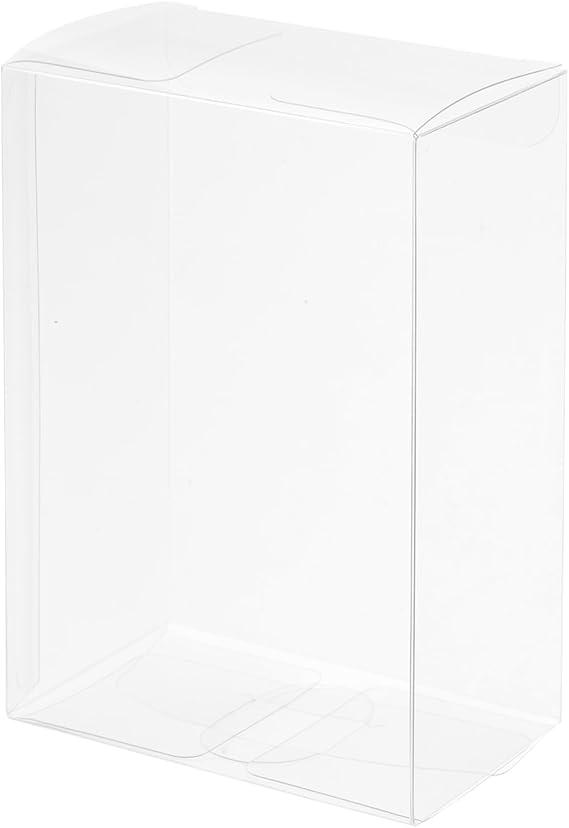 QUARKZMAN Plastic Retail Boxes 2x3.2x4.7 (50x80x120mm) Gift Box with Protective Film for Sweets Biscuits Christmas Wedding Party Packaging Transparent Pack of 20