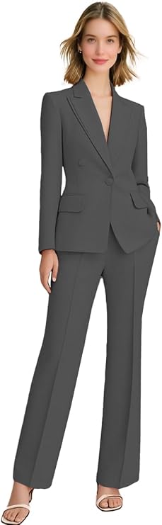 2 PC Womens Pant Suits for Work Professional Womens Suits 2 PC Set Dressy Business Formal Occasion