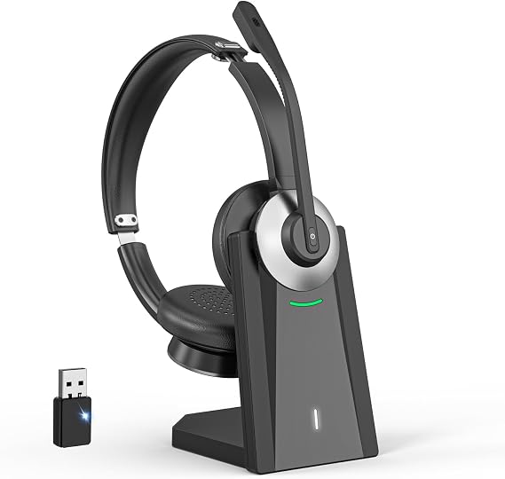 Bluetooth Headset with Microphone Wireless Office Headset with ENC