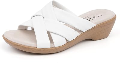 VJH confort Womens Slides Sandals Orthopedic Slippers,Comfortable Wedge Platform Slip Flops Flip Casual Walking Sandals