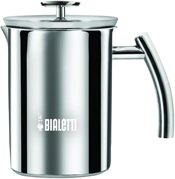 Bialetti - Süt Köpürtücü - 330mL - Paslanmaz Çelik Gövde ve Kapak - Çift Diskli Çırpıcı Kapak - Tüm Ocak Türleri İçin Uygun (İndüksiyon Dahil) - Bulaşık Makinesinde Yıkanabilir [Enerji Sınıfı A+]