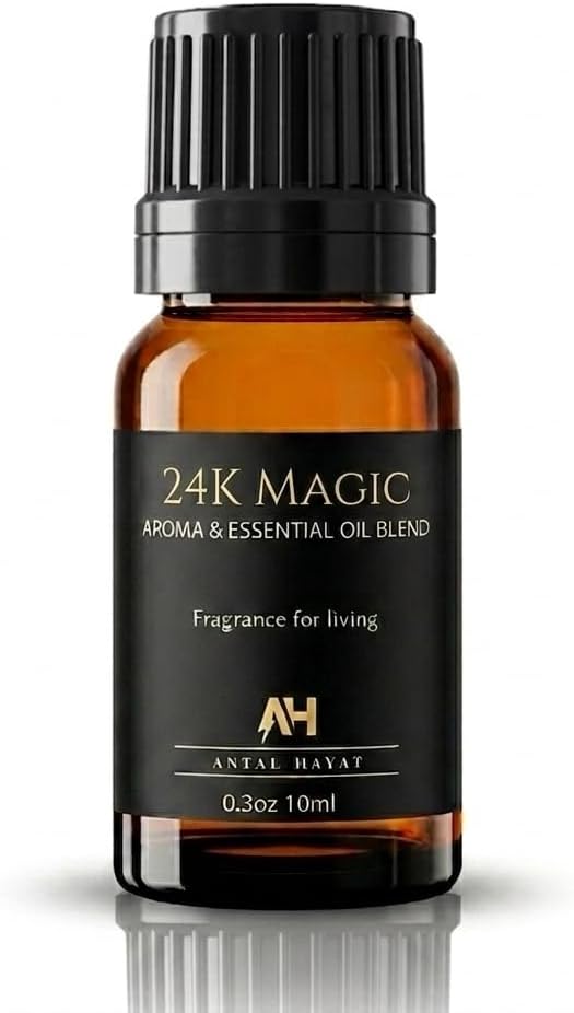 Hotel Diffuser Oil 24k Magic Essential Oil - Hotel Scent Diffuser Refill - Citrus, Lemongrass, Jasmine - Hotel Oils for Diffusers for Home - Luxury Scent Oil with Glass Bottle & Dropper 10ml