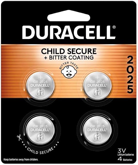 Button Cell Lithium Battery #2025, 4/Pk