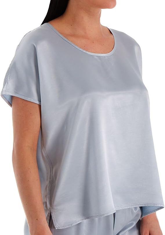 PJ Harlow Women's All Satin Tee, Roxxy, Morning Blue, XS