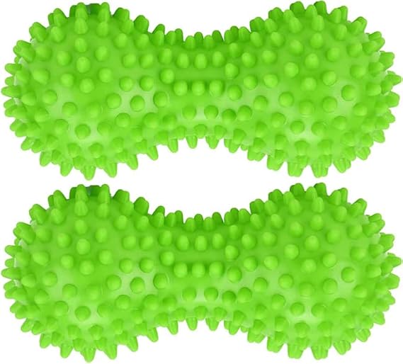 Therapist's Choice Pack of 2 Soft Spiky Massage Peanut Balls, Stress Reflexology, Porcupine Sensory Peanut Ball Set