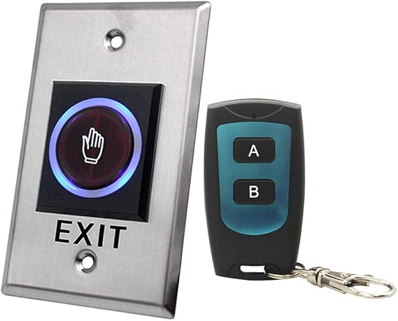 LBS Touch Infrared Sensor Door Release EXIT Button Switch with 2 Channels Remote Control NO/NC/COM Output for Access Control System