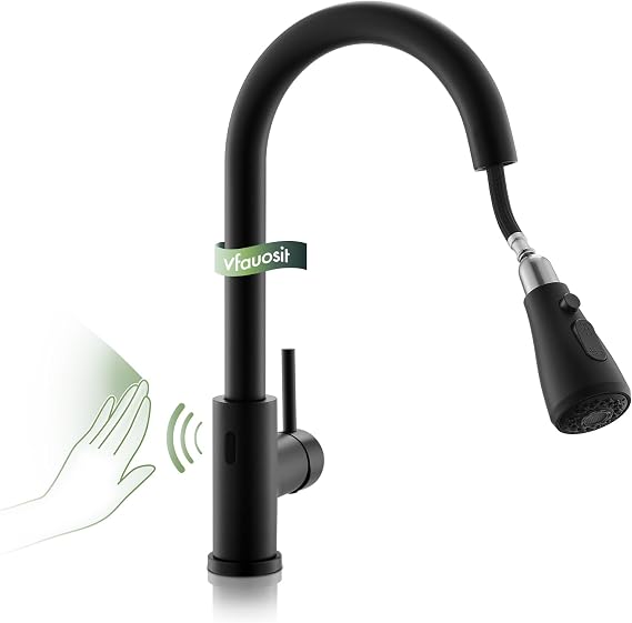 VFAUOSIT Touchless Kitchen Faucet with Pull Down Sprayer, Matte Black