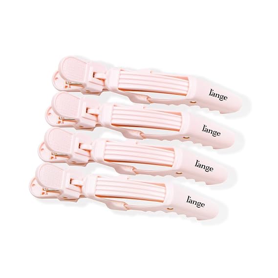 Lange Alligator Hair Clips | Wide Teeth | Double-Hinged Design | For Sectioning & Securing Hair | Professional Styling Results | 4-Pack (Blush)