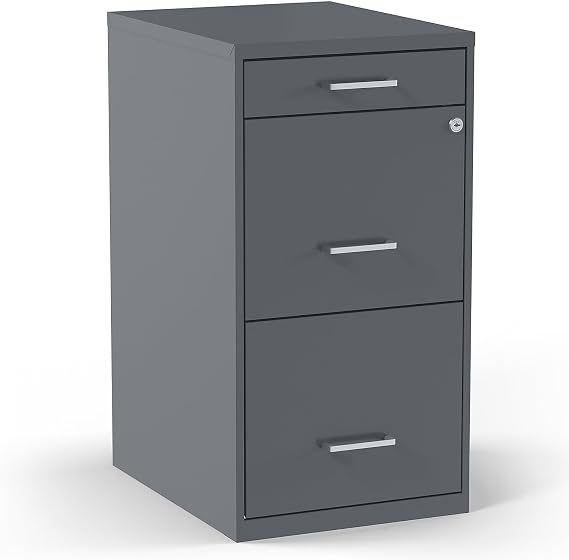 Staples 3-Drawer Vertical File Cabinet, Letter Size, Lockable, Charcoal