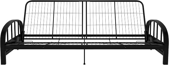 DHP Aiden Futon Frame, Modern Design, 3-in-1 Convertible Sofa Bed, Sturdy Metal Frame, Easy Assembly, Black