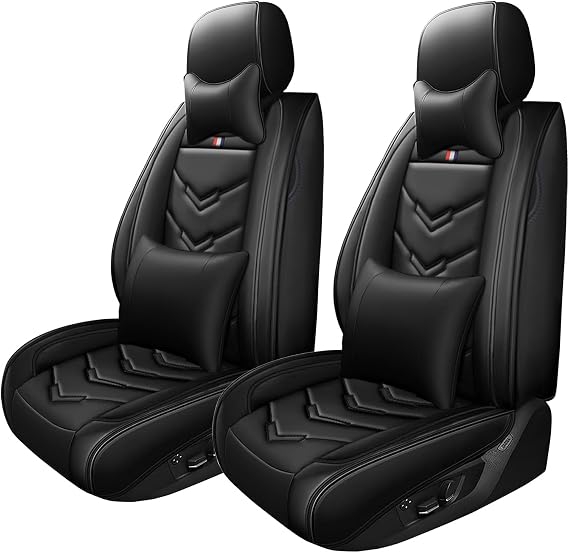 Car Seat Cover for Hyundai Elantra 2001-2025, Waterproof Durable Compatible Airbag, Premium Leather Seat Protector(2 Seats Luxury,Black)