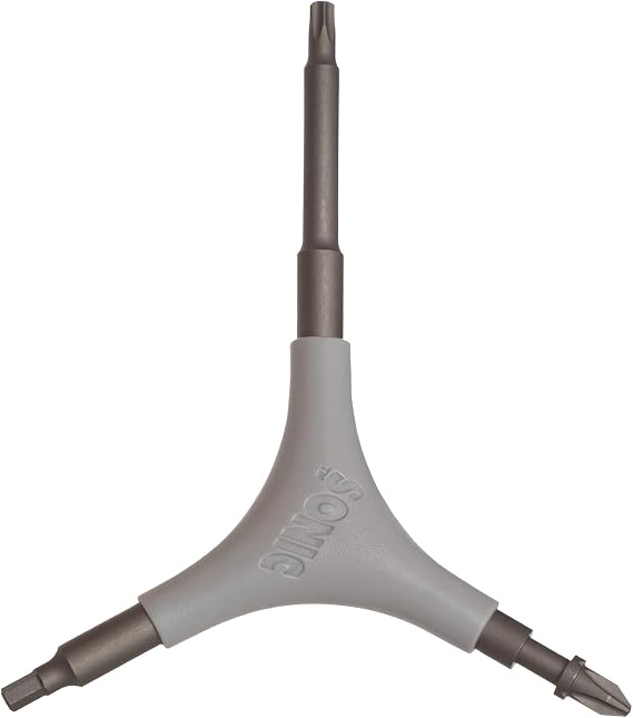 SONIC Pro Inline Skate Tool + T, Long T25 Torx for Powerslide triskate frame mounting bolts, 7 Tools, Rotate wheels, Remove bearings, Designed in USA