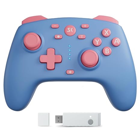 Wireless Switch Controller for Switch/Lite/OLED/Switch 2, Hall Effect Triggers & Joysticks/Wake-Up Function/Turbo, Switch 2 Controller with 2.4G Adapter/2 Macro Buttons, Switch 2 Pro Controller Blue