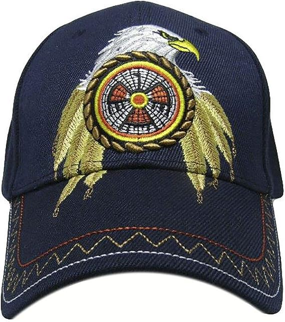 Trade Winds Native Pride Indian Eagle Feathers Dream Catcher Blue Embroidered Cap Hat