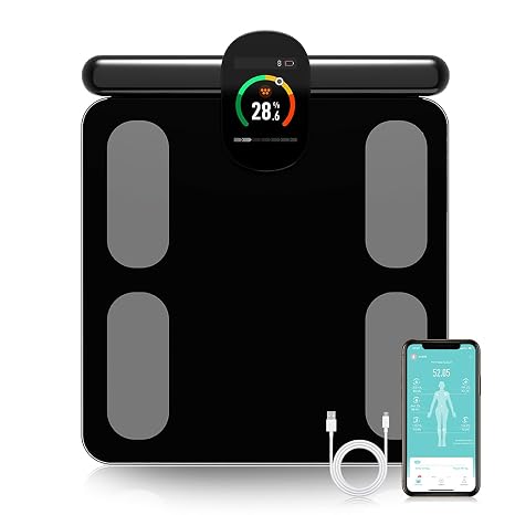8-Electrode Smart Body Composition Scale 29 Health Metrics via APP 400lb Capacity for Home & Gym Use white