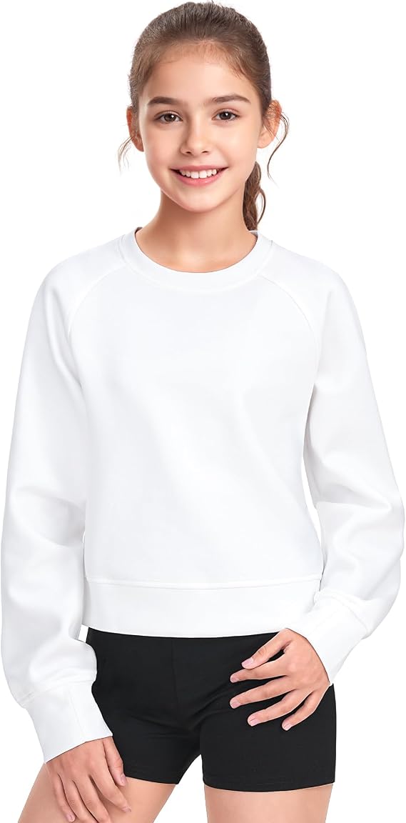JOCMIC Girls Sweatshirt Crewneck Long Sleeve Smooth Shirts with Thumbholes