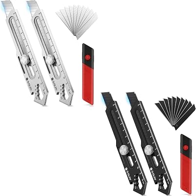 BIBURY 2 Pack Mutipurpose Utility Knife Silver,Black
