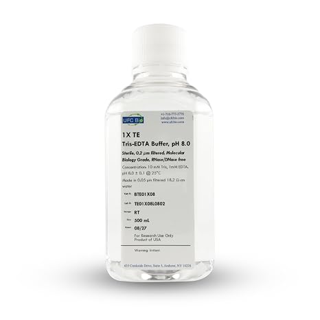 1X TE Buffer, pH 7.6 - Molecular Biology Grade - RNase/DNase Free, Sterile, 0.22um Filtered - 500mL