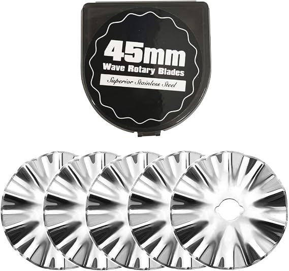 Headley Tools 45mm Large Wave Rotary Blade(Pack of 5) Great Pinking Blade for Quilting,Scrap Booking,Leather,Vinyl etc (Quantity 5pcs, 45mm Wave) W5 Large