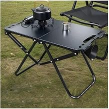 Foldable Camping Table Weight Capacity 132 Lbs,Lightweight Grill Side Table,Quick Setup Metal Folding Table for Festival Tailgating Bbq Beach,Black,57 * 34cm