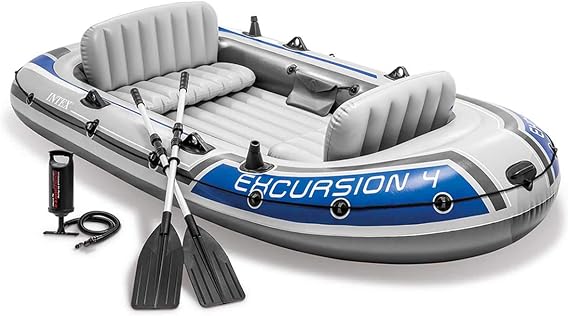 Intex Inflatable Boat 4 Seater Rio + Paddle and Pump 68324NP