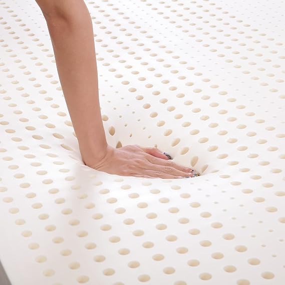 Talatex Latex Mattress Topper Premium Latex with Organic Mattress Cover,Breathable & Durable Mattress Pad for Spinal Alignment and Motion Isolation (3" Full)