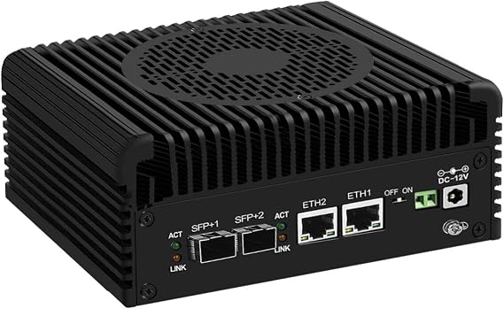 SJRC N150 Firewall Appliance (up to 3.6GHz), Dual 10GbE SFP+ Mini PC with 2 x i226V 2.5GbE LAN, Barebone Micro Router Computer 4K, USB3.2, Support OPNsense/Win (No RAM/SSD/System)