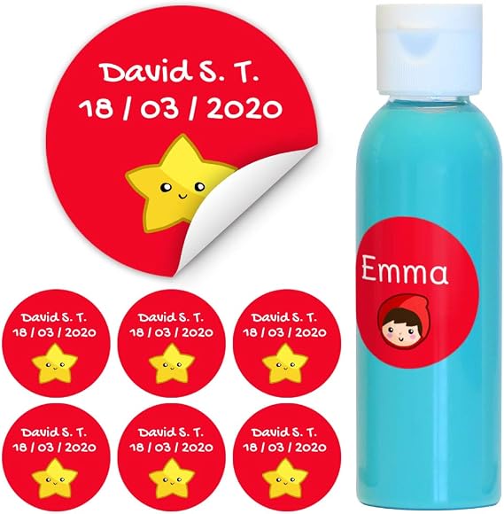 Personalized Round Labels, 28 Adhesive Vinyl Stickers, 3 cm, Custom Name Tags