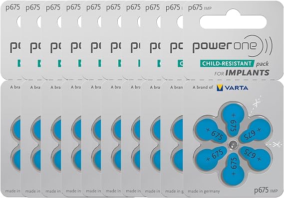 6 Powerone Mercury Free Hearing Aid Batteries Size: 675P Cochlear Implant