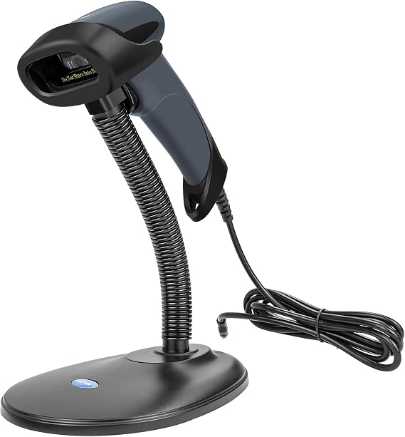 NETUM USB Barcode Scanner with Stand, Wired 1D CCD Scanner for POS - M3S | Handheld Bar Code Reader, Compact 1D CCD scanner for printed labels, book barcodes, retail tags, school assets, and inventory