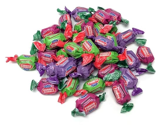 Bubble Dubble - Delicious Assorted Flavor Wrapped Bubble Gum Apple Watermelon Grape Bulk Candy (3, Pounds)