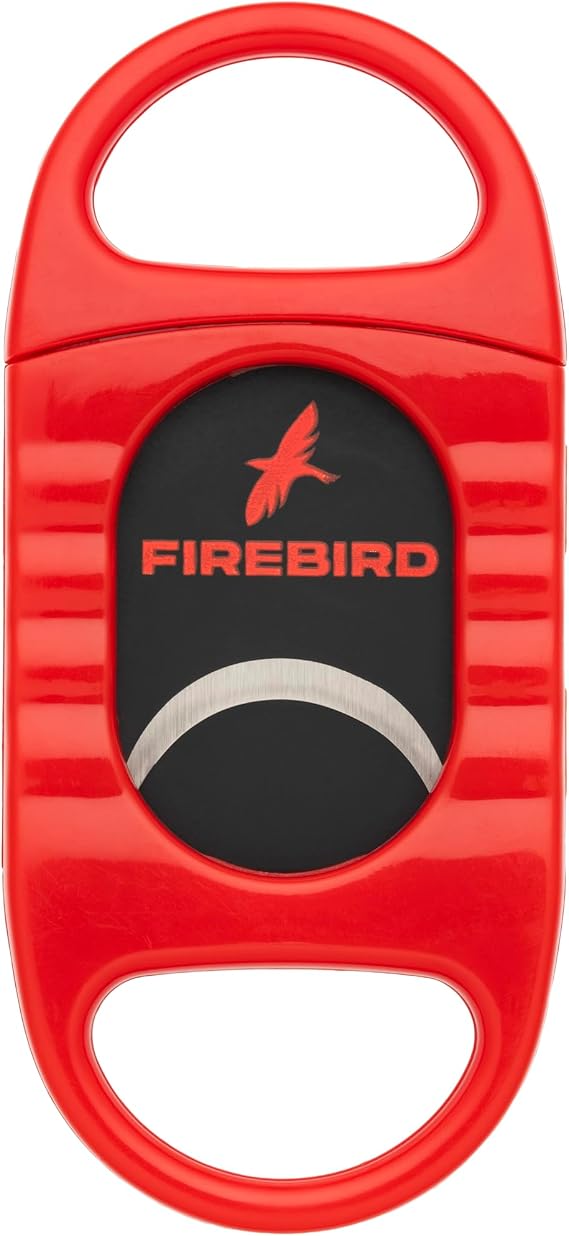Colibri Firebird Nighthawk Cigar Cutter Double Blade Straight Cut Guillotine Cutter, Stainless Steel Blades, 60 Ring Gauge, Compact Pocket Cigar Cutter, Red