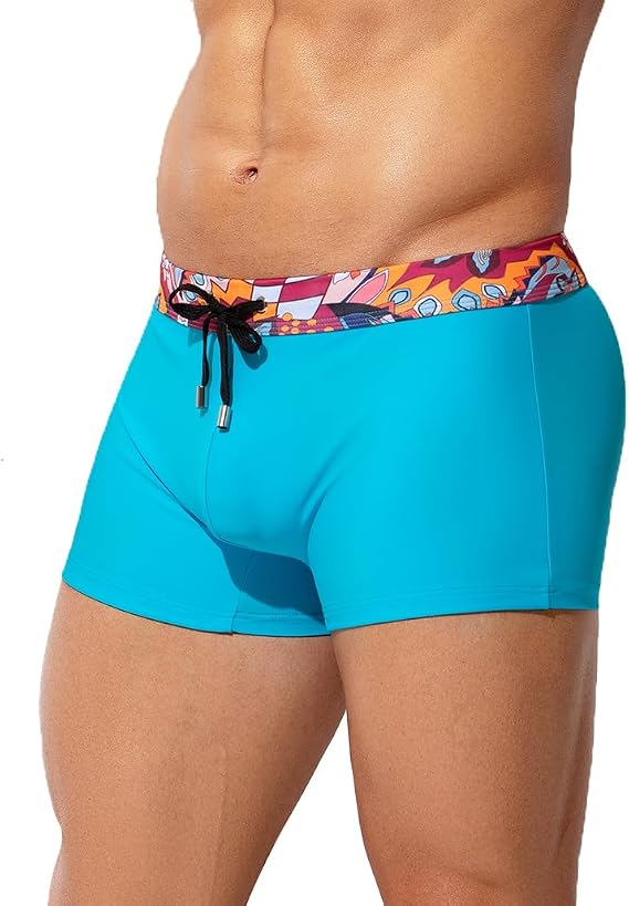 Arjen Kroos Mens Swim Briefs Square Leg Board Swimwear Short Beach Trunks | 4 Way Stretch, Quick-Dry Fabric, Lightweight Swimwear, External Drawstring, Ideal For Beach Surfing and All Water Sports