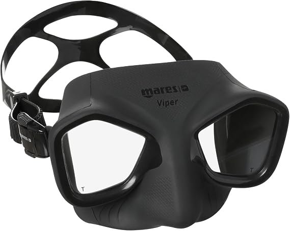 Mares Viper Mask for Freediving and Spearfishing - Low Volume Wide-Field Diving Mask with Fog-Resistant Silicone Skirt & Ergonomic Strap, Black