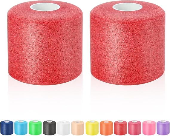 Pre Wrap Athletic Tape 2 Pack, 7cm x 27m Athletic Tape Sports Prewrap, Foam Underwrap for Ankle Wrist Knee Elbow Hair Soccer, Red