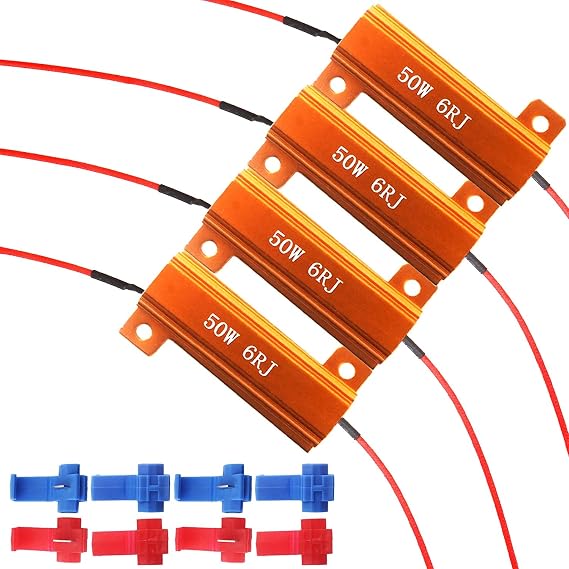 GLL 50W 6Ohm LED Load Resistors for 1157 BAY15D LED Turn Signal Lights (Fix Hyper Flash, Warning Cancellor) with 8pcs Quick Wire Clips, especially for 1157 White/Amber Switchback LEDs