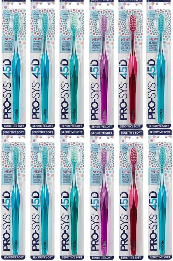 PRO-SYS 45D Sensitive Soft Toothbrush (45-Degree Angle Brush) (Random, 12 Counts)