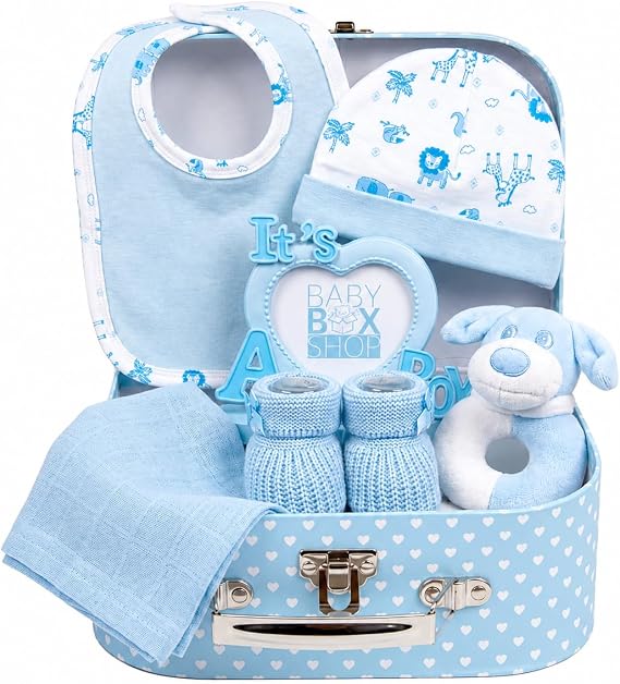 Baby Gift with Basic Baby Equipment Including Blanket Bodysuit Pyjamas Bib Made of Cotton and Mittens