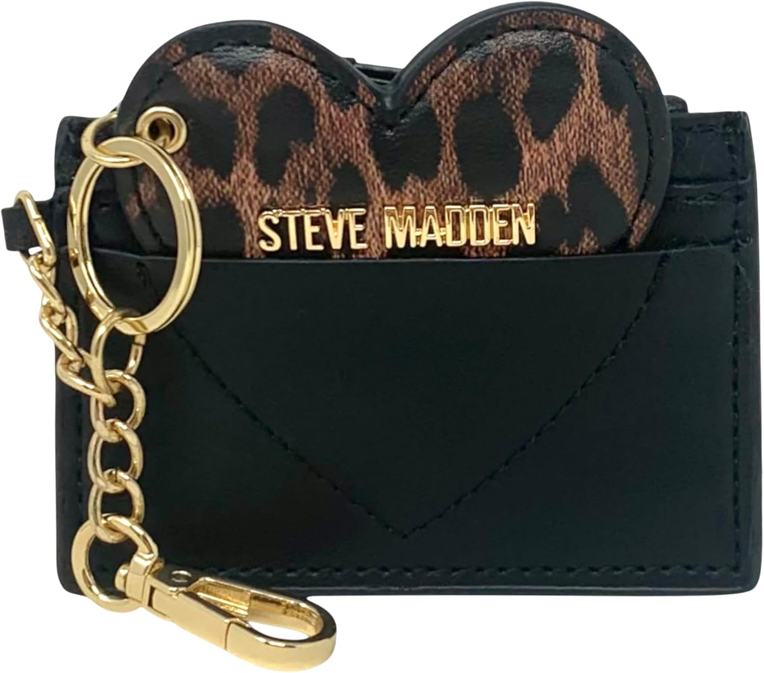 Steve Madden Womens Bhenley 2 Piece Card Case with Keyring and Clip Black Multi