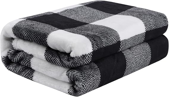 PiccoCasa Plaid Pet Blanket for Small-Medium Dogs Cats 30x40 Black White