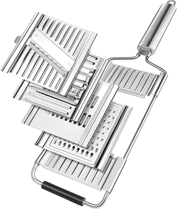 4-in-1 Vegetable Chopper | Adjustable Mandoline Slicer, Handheld Cheese Grater, Lemon Zester, Cabbage Shredder